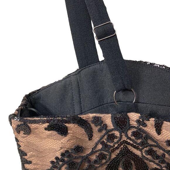 Dress the Population Black Sylvia Dress Sequinned Structured Bodice Cocktail XXL - Picture 7 of 15